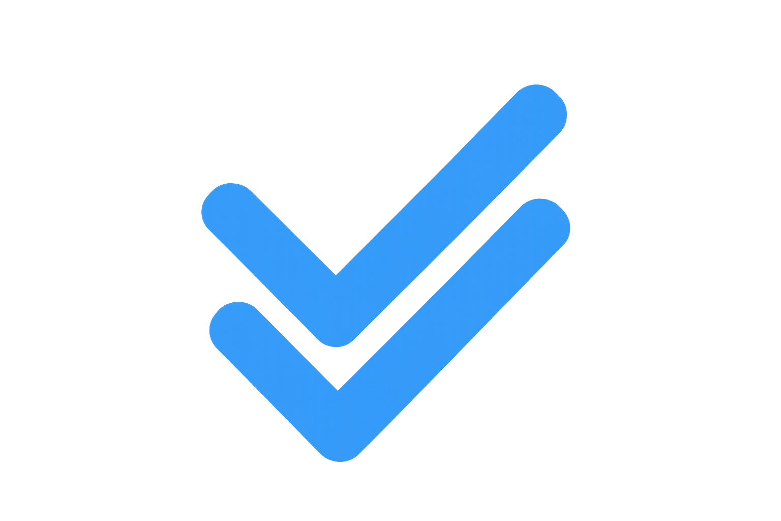 Create me 2 ticks  attached together and made up ,  in blue color png